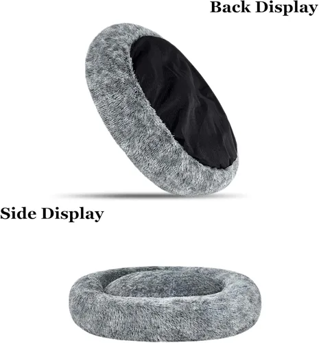 Miniatura 5 de Coohom Cama Ovalada Calmante Tipo Dona Acurrucadora para Perros, Cama de Piel Sintética Afelpada para Gatos Lavable Almohada Redonda para Mascotas