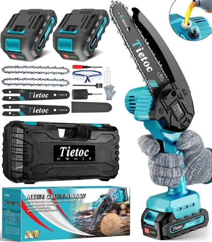 Miniatura 9 de Tietoc Motosierra eléctrica de 6 pulgadas, inalámbrica, funciona con pilas, sierra de mano para recorte de madera/árboles, Sawzall para el hogar
