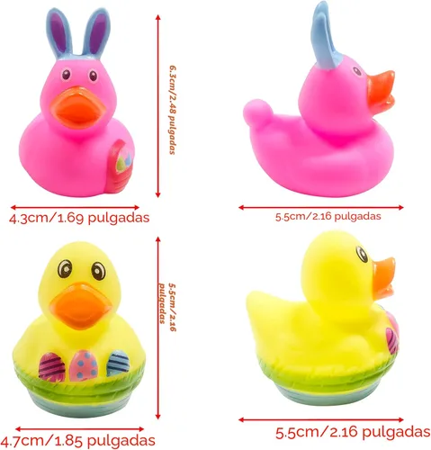 Miniatura 3 de 36 patos de goma de Pascua, accesorios para baby shower, mini patitos de conejo de 2.16 pulgadas, juguetes de baño para niños y niñas, divertidos