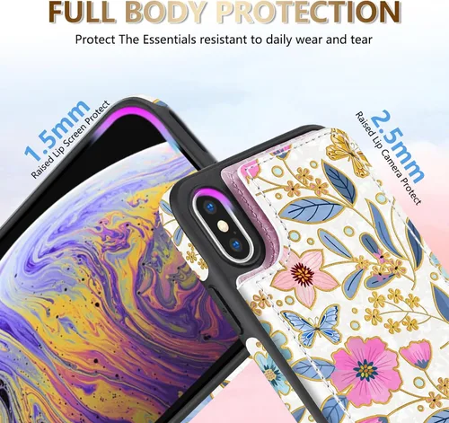 Miniatura 4 de NNH Funda tipo cartera compatible con iPhone Xs Max con bloqueo RFID, ranuras para tarjetas, folio de piel sintética, función atril, doble cierre