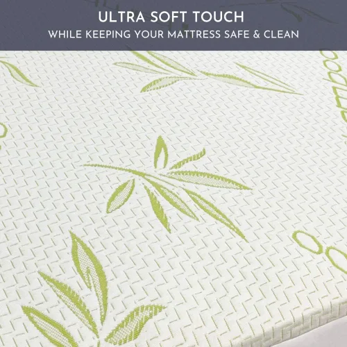 Miniatura 9 de Protector de colchón de bambú refrescante con cremallera - Funda de colchón 100% impermeable tamaño individual - Cubiertas de colchón de tela