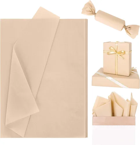Whaline 100 hojas de papel de seda bronceado del desierto, color pastel, papel de regalo de color sólido, papel decorativo para manualidades, Desert