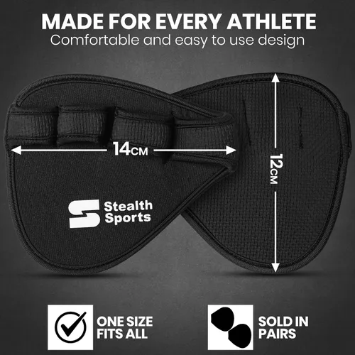 Miniatura 6 de Stealth Sports Almohadillas de agarre de gimnasio para levantamiento de pesas, almohadillas de neopreno antideslizantes, sustituto de guantes