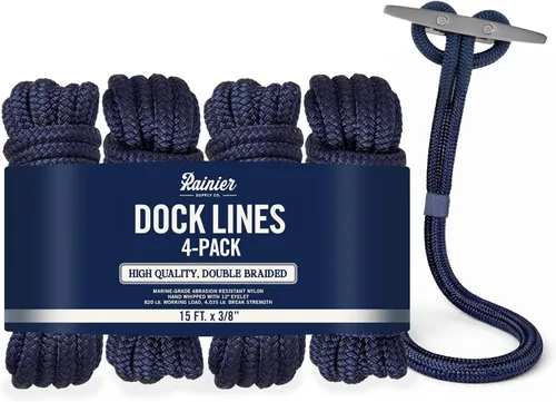 Miniatura 24 de RainierSupplyCo Líneas de Amarre - Paquete de 2 cuerdas de barco para atraque con bucle, cuerda marina de nailon doble trenzada de alta calidad