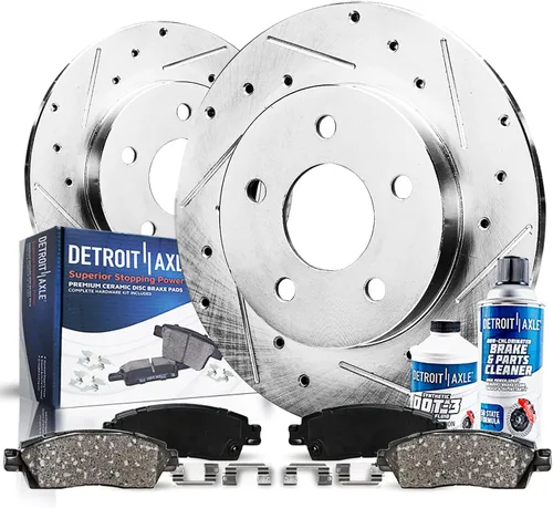 Miniatura 13 de Detroit Axle - Kit de freno trasero para Honda Civic CRX Prelude Acura Integra Rotores de freno perforados y ranurados Pastillas de freno