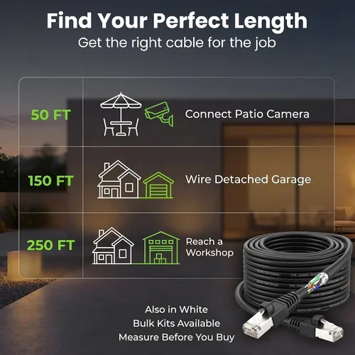 Miniatura 8 de GEARit Cable Ethernet Cat6 para exteriores (75 pies), 23AWG cobre puro, FTP, LLDPE, impermeable, enterramiento directo, subterráneo, resistente a
