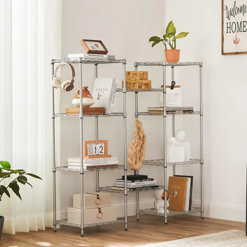 Miniatura 6 de SONGMICS Estantes de almacenamiento de 5 niveles, estantería de alambre, estantes de metal de cocina, estante de almacenamiento con estantes