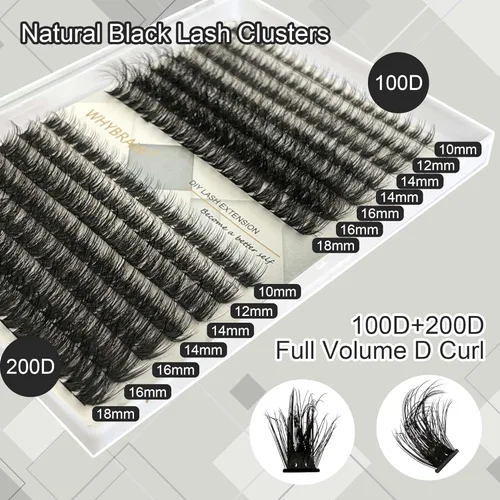 Miniatura 2 de 100D 200D Kit de extensión de pestañas con sello de pestañas, removedor de pestañas, aplicador de pestañas, 280 unidades, extensiones de pestañas