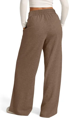 Miniatura 6 de eoeioa Pantalones deportivos de pierna ancha de gran tamaño para mujer, con cordón elástico, pierna recta, pantalones de cintura baja, holgados