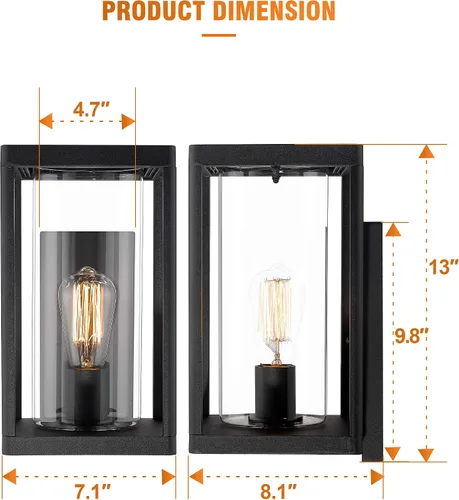 Miniatura 7 de Beionxii Luz de Pared al Aire Libre del Atardecer al Amanecer, Apliques de Pared Exterior Modernos para Porche, Lámpara de Porche, Aluminio Negro 2