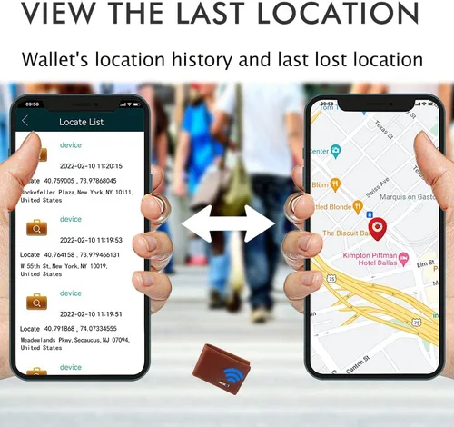 Miniatura 5 de Cartera rastreable para hombres Anti-perdida Cartera para hombre GPS Tracker & Finder tarjeta de crédito (marrón) Regalo de Navidad