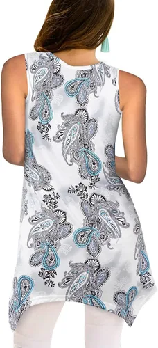 Miniatura 2 de Viracy - Camiseta sin mangas para mujer tipo túnica, prenda superior con estampado floral.