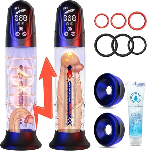 Miniatura 8 de Bomba de vacío de pene, dispositivo de entrenamiento de succión y bombeo 4X, más grande, más duro y más largo N0612 Negro + Plateado