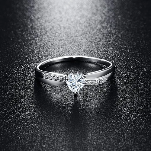 Miniatura 2 de AVECON Anillo de compromiso de plata de ley 925 con forma de corazón para ella, anillo solitario de compromiso de boda, eternidad, aniversario