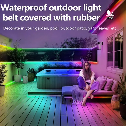 Miniatura 5 de Tira de luces LED Ws2812 RGB+IC de 16.4 pies IP68 impermeable para exteriores, alimentación por USB de 5 V, sincronización de música, Bluetooth