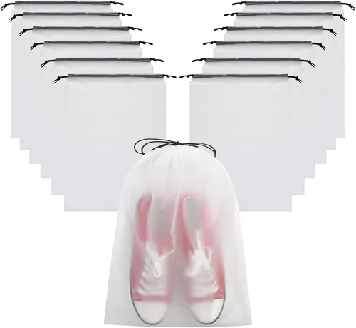 Vorspack Bolsas transparentes para zapatos de viaje, grandes y transparentes, bolsa de almacenamiento con cuerda para hombres y mujeres, paquete de