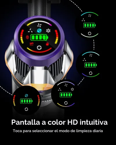 Miniatura 6 de Aspiradora inalámbrica, mejorada de 55 KPA, 650 W, 70 minutos, con modo huracán, autoportante, pantalla táctil, taza de polvo de 1.8 L, aspiradora