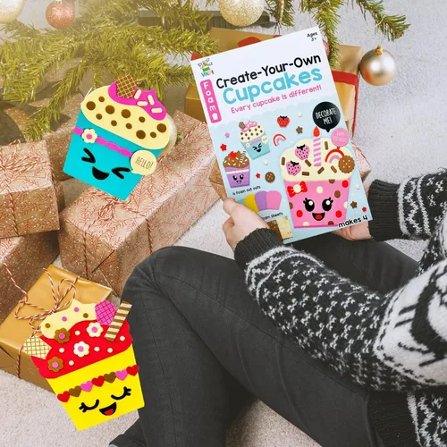Miniatura 7 de VKPI Kit de regalo de 4 piezas de espuma EVA, creativo para hacer tus propios cupcakes, proyectos de manualidades de papel de espuma de dibujos