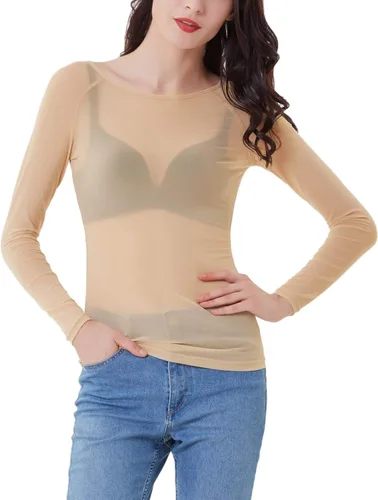 Miniatura 5 de Grace Karin - Blusa de manga larga de malla transparente para mujer