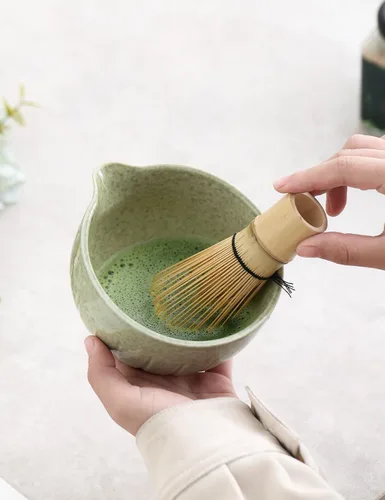 Miniatura 4 de TANG PIN Juego de matcha – Tazón de matcha con boquilla y batidor, 15 onzas, cuchara de matcha Soporte para batidor de Matcha (soporte Chasen)