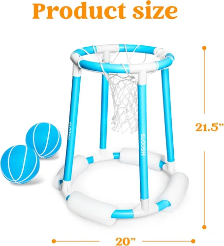 Miniatura 6 de Sloosh Juego de aro de baloncesto para piscina, juego flotante de baloncesto, flotadores de natación con bomba de bolas, juguete de juego acuático
