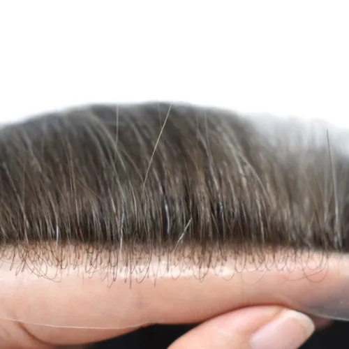 Miniatura 4 de Toupee para hombres ultra fina piel cabello humano pieza para hombres Toupee V-loop de aspecto natural sistema de reemplazo de cabello postizo