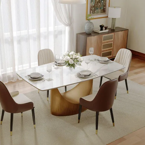 Miniatura 10 de POVISON Mesa de Comedor Moderna Hobart de 63" para 4, Mesa de Comedor Rectangular de Servicio Pesado Negro Mate, Superficie de Mesa de Comedor