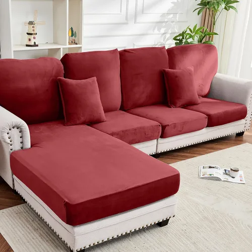 Miniatura 72 de Funda para Sofá de Terciopelo Elástico Funda de Cojín de Sofá 1 Pieza - Funda Deslizable Elástica Lavable para Asiento o Respaldo, Fundas de Asiento