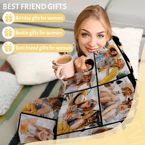Miniatura 6 de Envío al día siguiente, regalos de cumpleaños para mejores amigas, manta personalizada con fotos, regalos de manta para mejores amigas y BFF, regalo