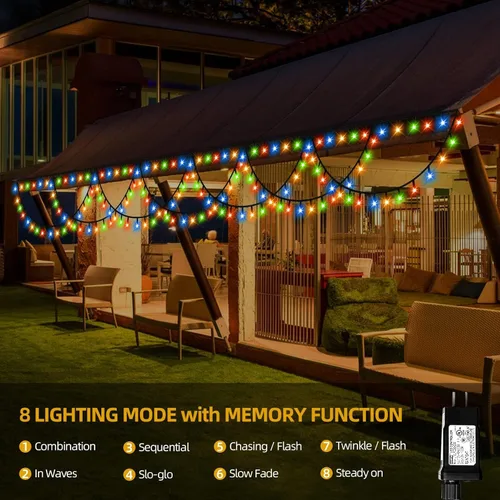 Miniatura 3 de KAZOKU Luces de Navidad para Exteriores e Interiores 40 Pies 380 LED Impermeables Luces de Árbol de Navidad 8 Modos Extensibles Luces de Cadena