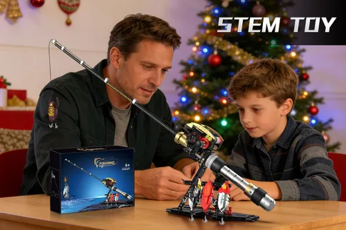 Miniatura 9 de Juguete de bloques de construcción de caña de pescar, compatible con caña de pescar LEGO, juego de construcción de caña de pescar mecánica STEM