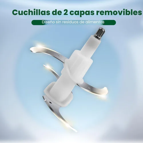Miniatura 4 de BUMET Procesador eléctrico de alimentos, picador de verduras de 500W, 2 tazones de 2x8 tazas, 2 bicapas, 4 cuchillas, picadora de alimentos pequeña