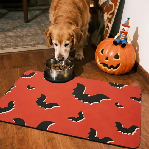 Miniatura 6 de TYUU Tapete de Baño de Halloween, Alfombra de Baño de Halloween Delgada Antideslizante de Secado Rápido Tapete de Baño de Murciélago que Cabe Debajo