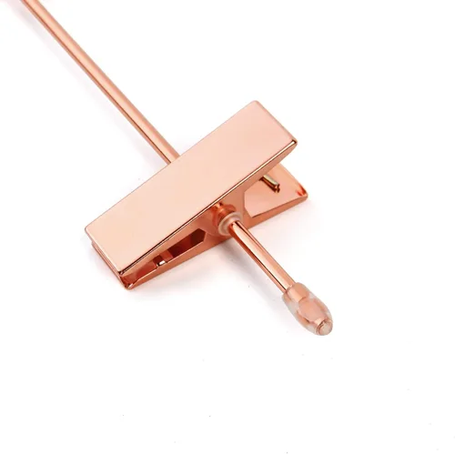Miniatura 6 de Percha para pantalones de metal dorado y cobre brillante, percha para falda y pantalones de oro rosa, colgador que ahorra espacio con clips