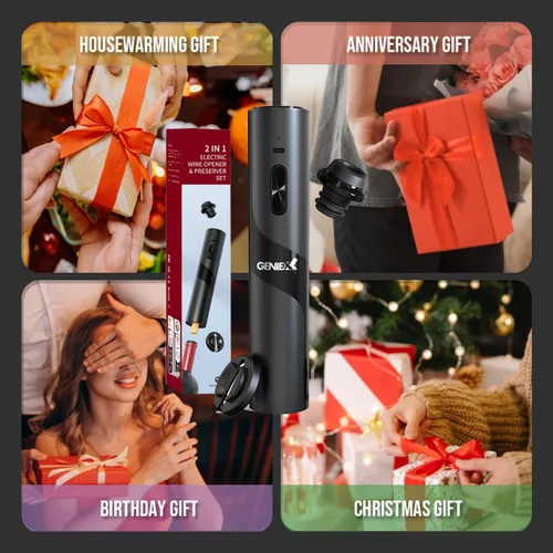 Miniatura 5 de Abrevino eléctrico 2 en 1 y conservador de vino combinado: sacacorchos automático en la parte inferior + protector de vino en la parte superior