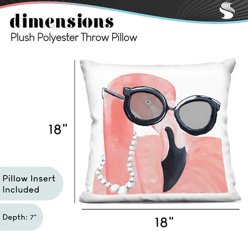 Miniatura 4 de Stupell Industries Flamingo - Almohada con estampado de bolsa de playa para interiores, 18 x 18 pulgadas, color rosa