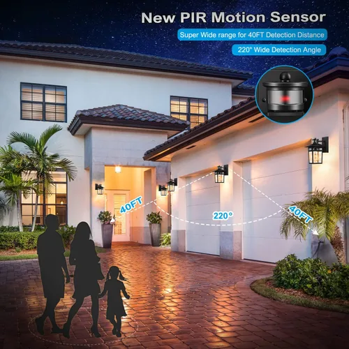 Miniatura 7 de Luces exteriores con sensor de movimiento para montaje en pared, lámpara exterior de anochecer a amanecer, aluminio impermeable antioxidante, luz