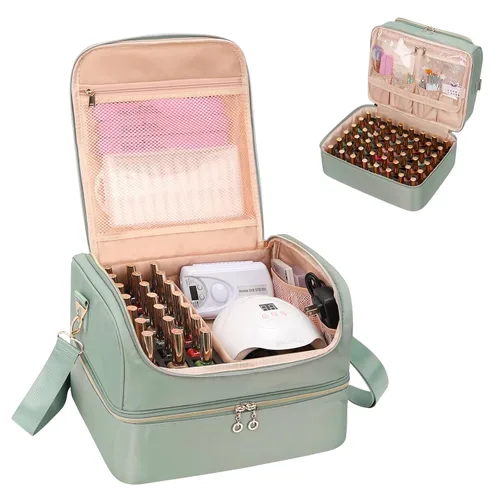 Miniatura 24 de CUBETASTIC Organizador de esmalte de uñas, estuche portátil de almacenamiento de esmalte de uñas con capacidad para 45 frascos de esmalte de uñas