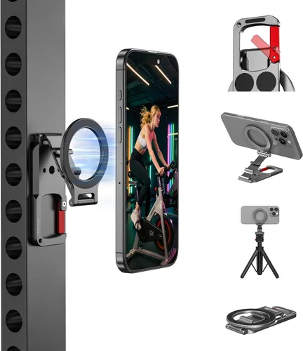 Soporte magnético de teléfono para MagSafe, adaptador de trípode Maglock, imán de golf, gimnasio, soporte de entrenamiento, mosquetón de metal,