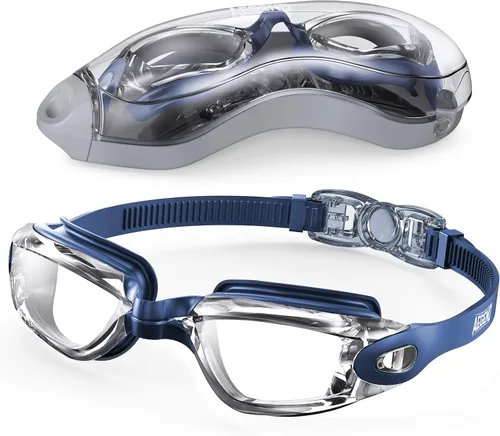 Miniatura 43 de Aegend Gafas de natación, gafas de natación sin fugas, protección completa para adultos, hombres, mujeres y jóvenes Azul y plateado.