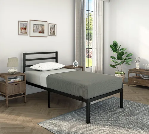 Miniatura 3 de Golden Gate - Base de cama de metal con cabecero, listones de acero resistente, no requiere somier, sin ruido, fácil montaje, diseño minimalista