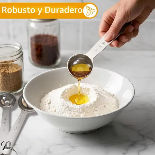 Miniatura 3 de TILUCK Juego de cucharas medidoras de acero inoxidable, cuchara dosificadora de café, utensilios de cocina para cocinar y hornear, juego de (6)