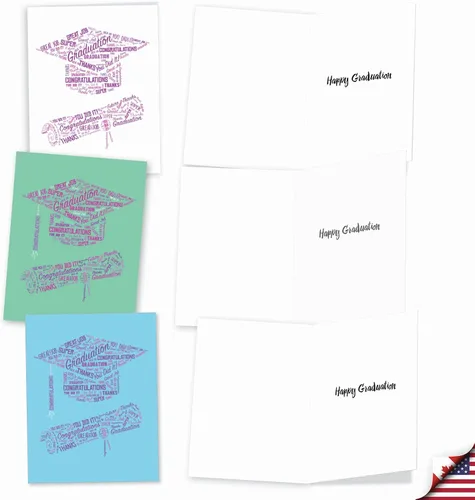 Miniatura 4 de The Best Card Company Diploma Wordart - 20 tarjetas de graduación en caja surtidas con sobres (4 x 5.12 pulgadas) - Tapa llena de palabras y diploma