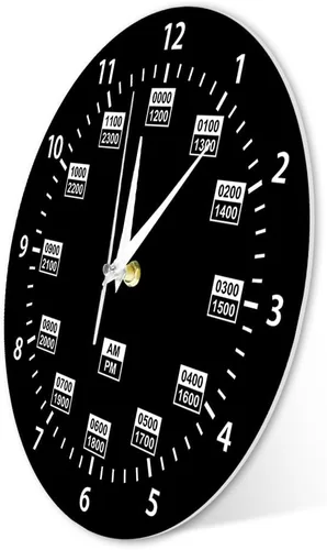 Miniatura 8 de Reloj de pared de 15 pulgadas, estilo militar, 24 horas, reloj de pared retro silencioso de cuarzo sin tictac, funciona con pilas, reloj de pared