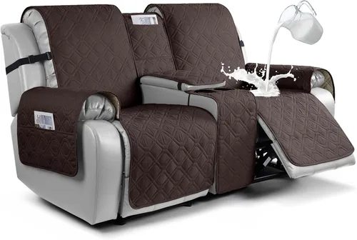 Miniatura 12 de VANSOFY Funda para Sofá de Dos Plazas Reclinable con Consola 100% Impermeable Fundas de Sofá Antideslizantes Funda de Sofá Reclinable Dividida Azuree