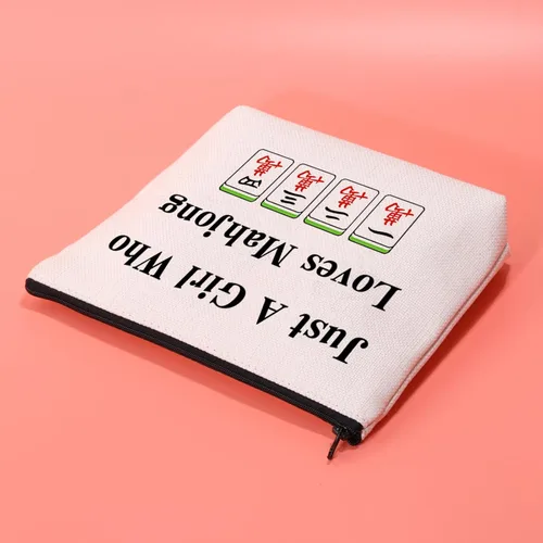 Miniatura 5 de JXGZSO Lucky Mahjong Tiles Bag - Just A Lady Who Loves Mahjong Bolsa de almacenamiento para juegos de mesa