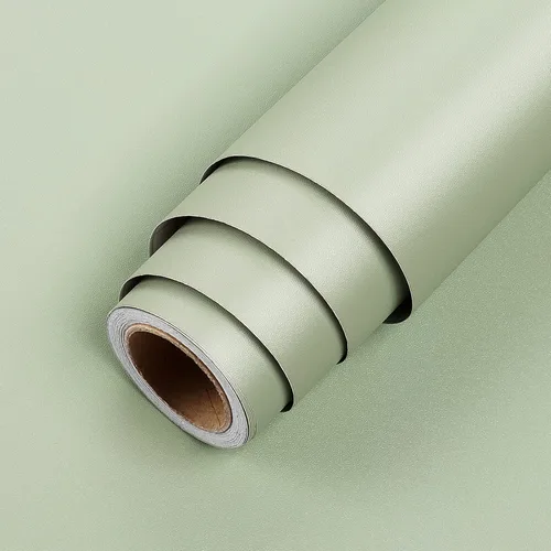 LaCheery Papel tapiz verde salvia para pegar y despegar de 12 x 160 pulgadas, color verde salvia, papel de contacto texturizado de color sólido para