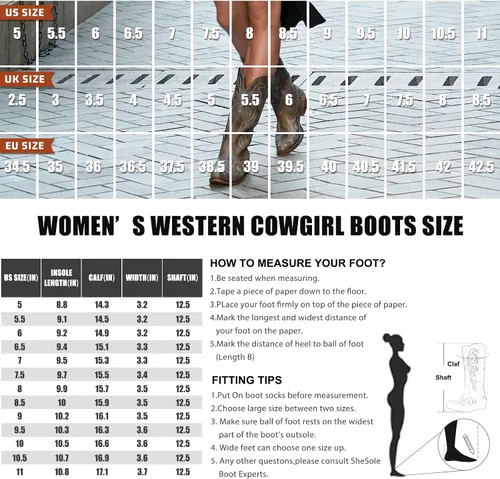 Miniatura 4 de IUV Botas vaqueras para mujer con punta puntiaguda, botas vaqueras para mujer