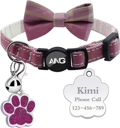 Miniatura 19 de Collares de gato personalizados con etiqueta de identificación, corbata de campana, collares de gatito personalizados de liberación rápida