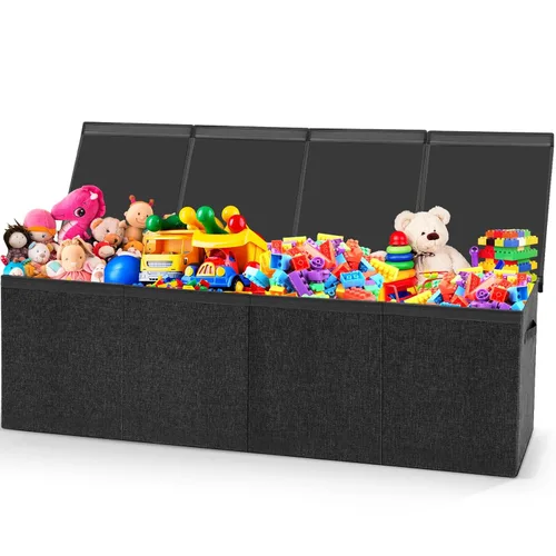 Miniatura 10 de Patelai Caja de juguetes extra grande con tapas, de 4/3 rejillas, pecho grande, plegable, para niños, niñas, sala de estar, guardería, sala de serie